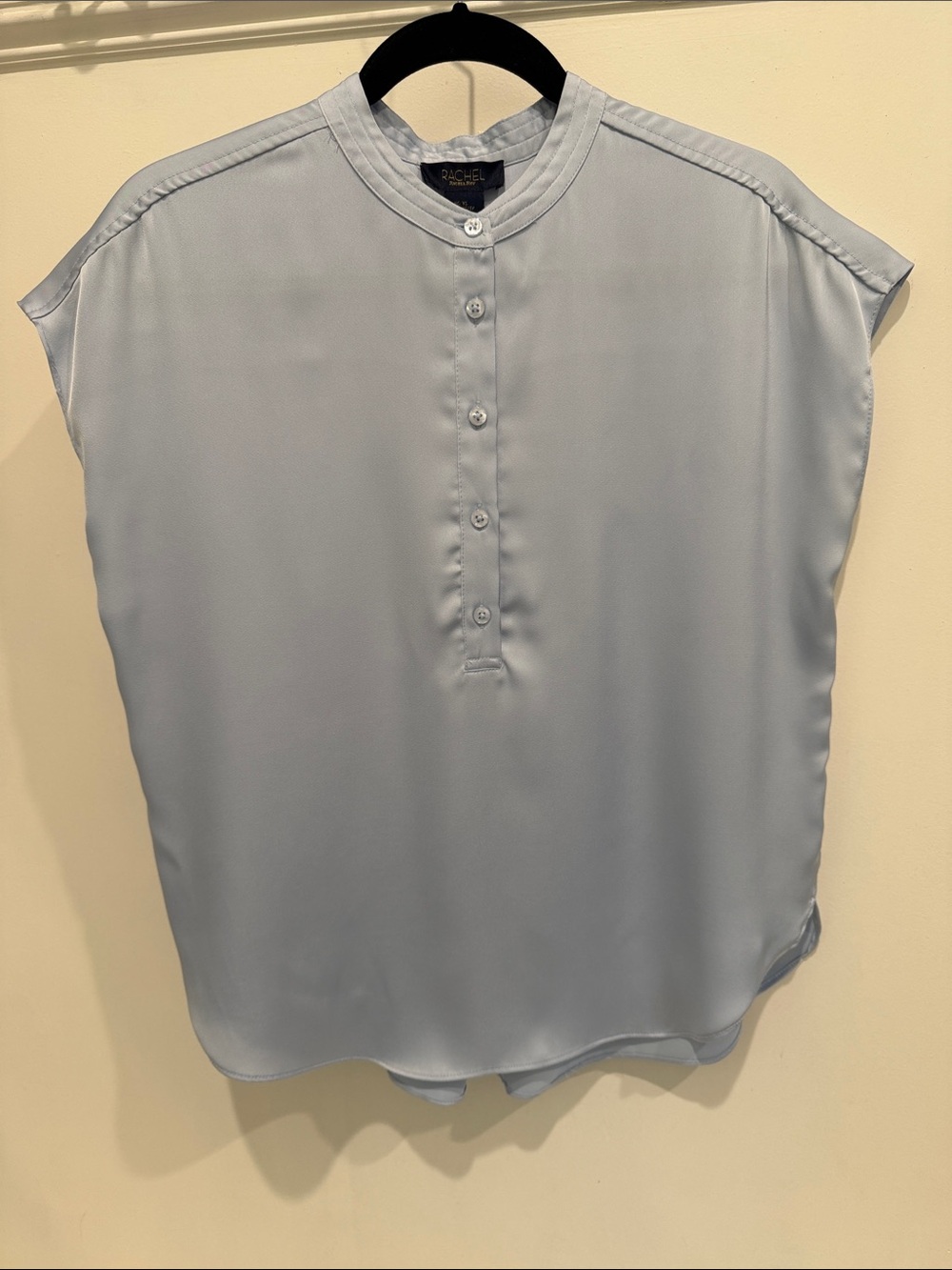 RACHEL Rachel Roy Light Blue Mandarin Collar Henley Blouse